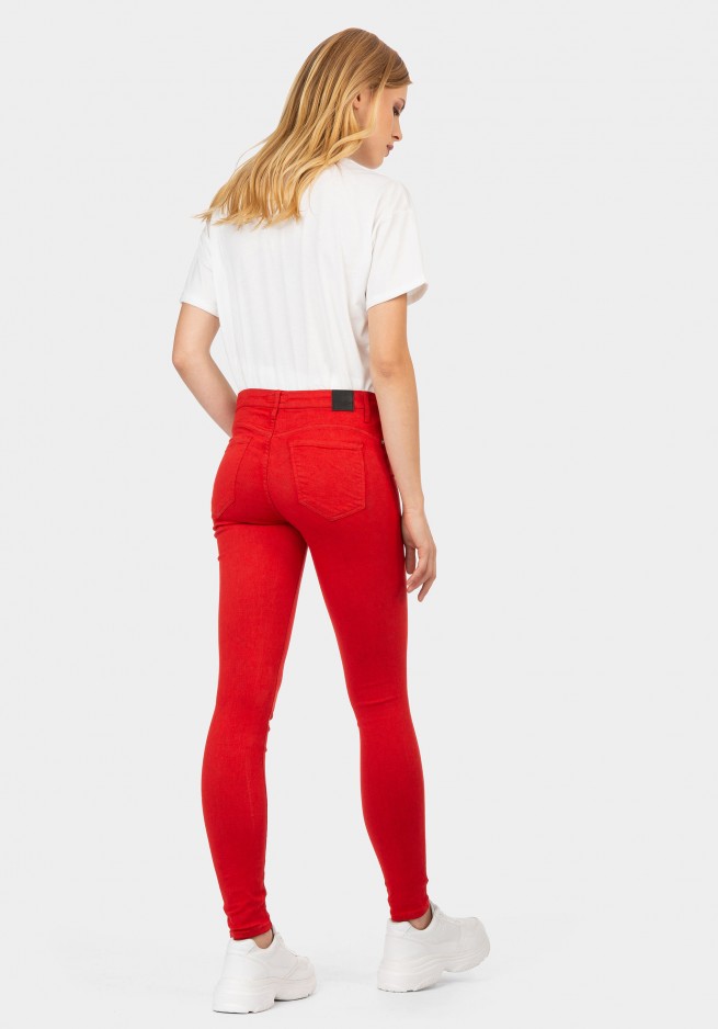 Jean rouge taille haute Clearance